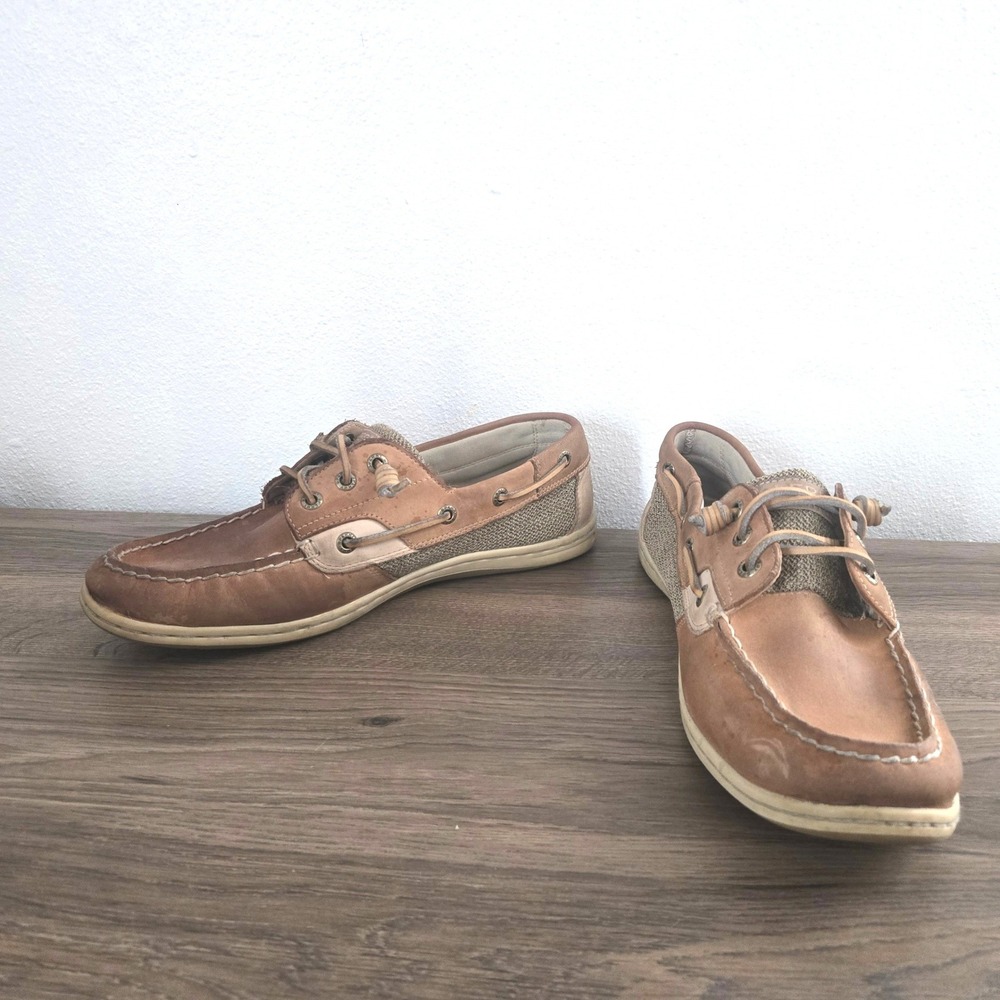 Sperry Top-Sider Koifish Brown Leather Mesh Boat‎ Shoes Womens Size 10